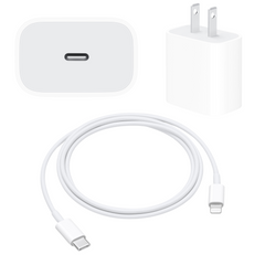 Fast Charger Bundle for iPhone, iPad - Type C To Lightning cable (1M) + Type C Adapter